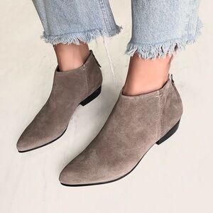Naked Feet Classic Chi Brown Grey Booties Suede Leather Classic Shoes | Size 6 M